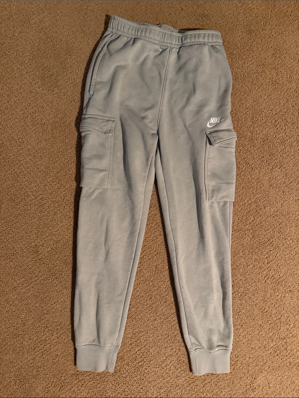 Nike Youth Light Gray Cargo Sweatpants with White Logo